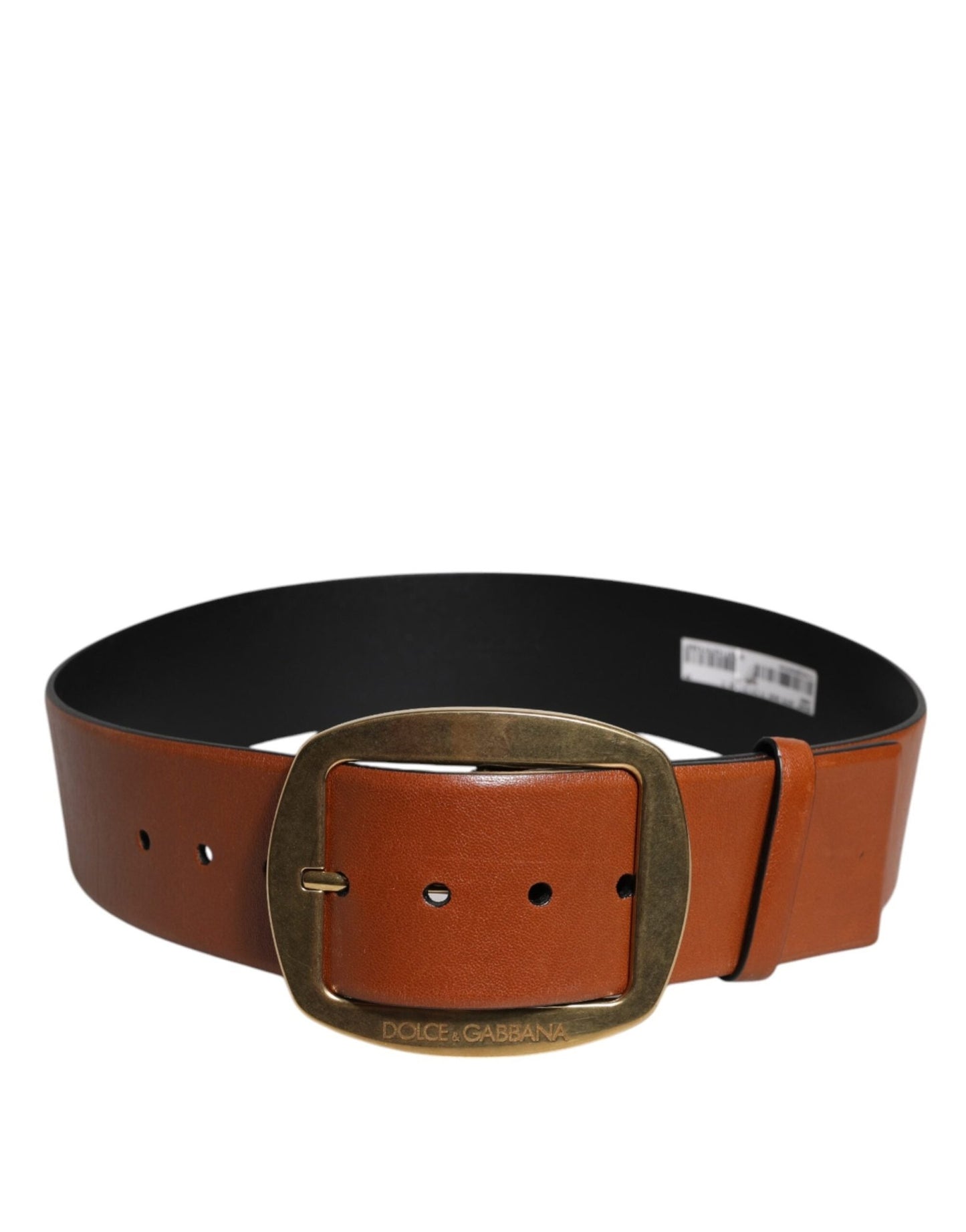 Dolce & Gabbana Brown Leather Gold Metal Buckle Classic Belt - Sandy Store ByNet