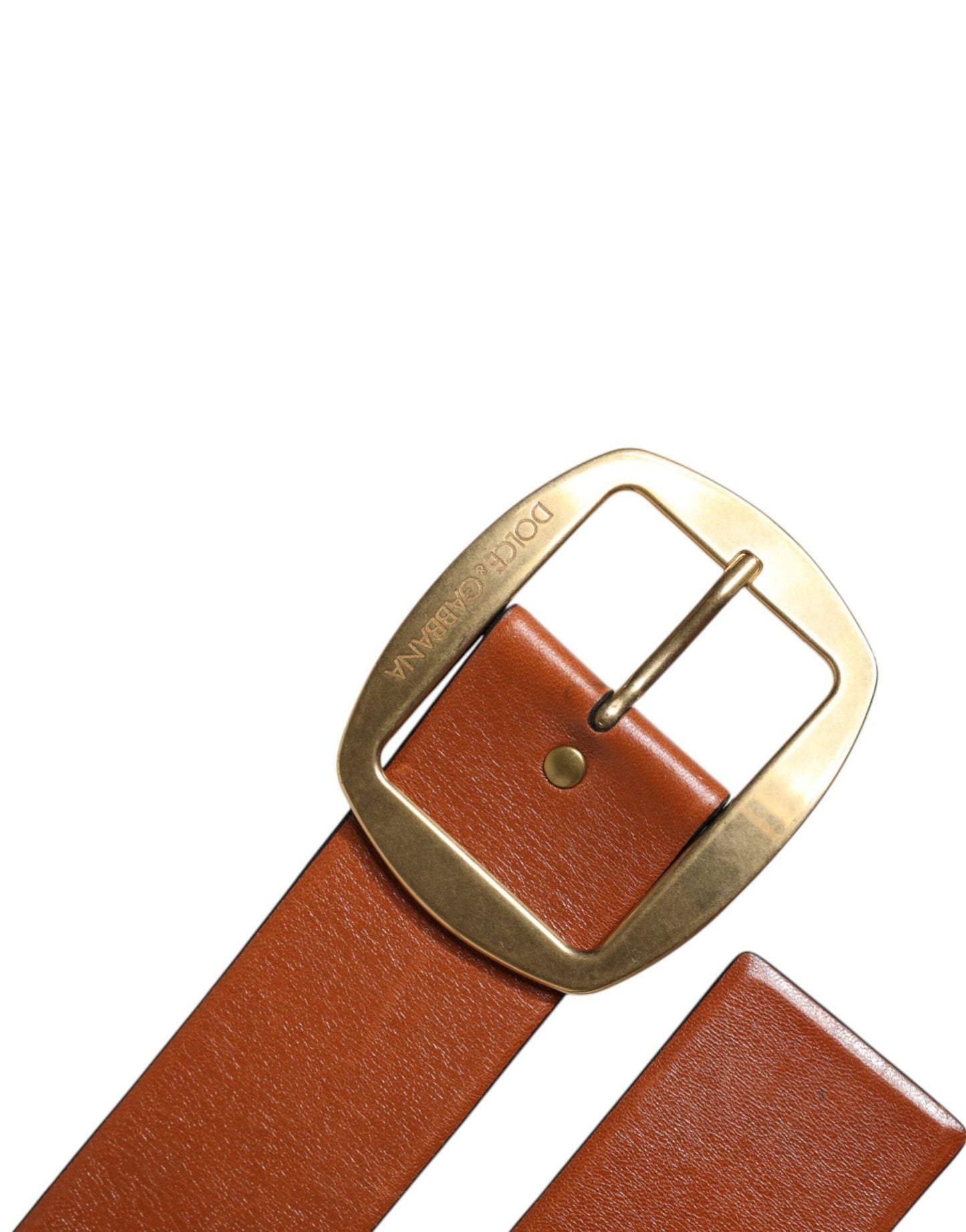 Dolce & Gabbana Brown Leather Gold Metal Buckle Classic Belt - Sandy Store ByNet