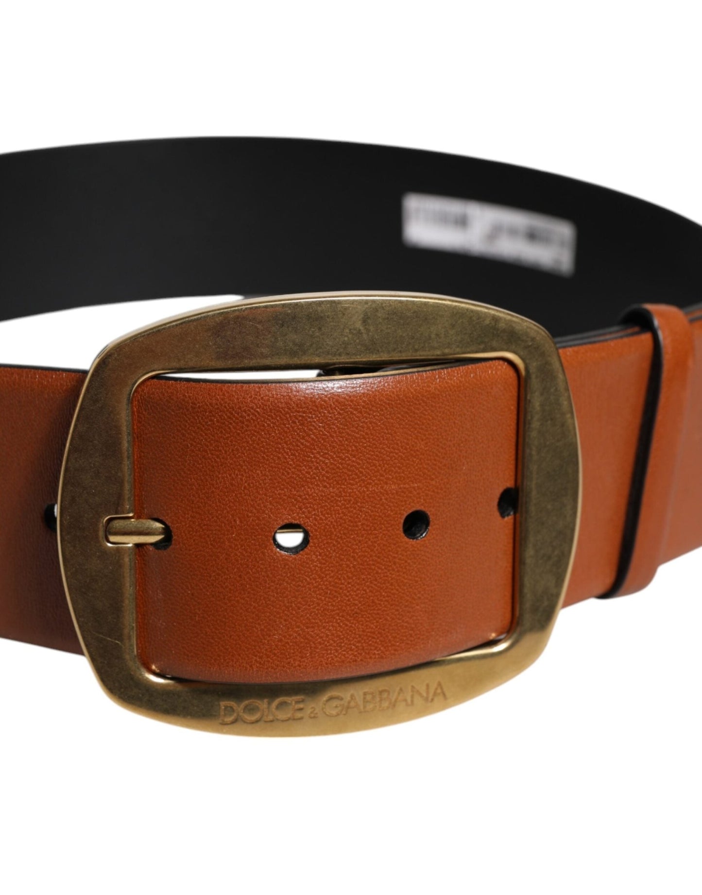 Dolce & Gabbana Brown Leather Gold Metal Buckle Classic Belt - Sandy Store ByNet