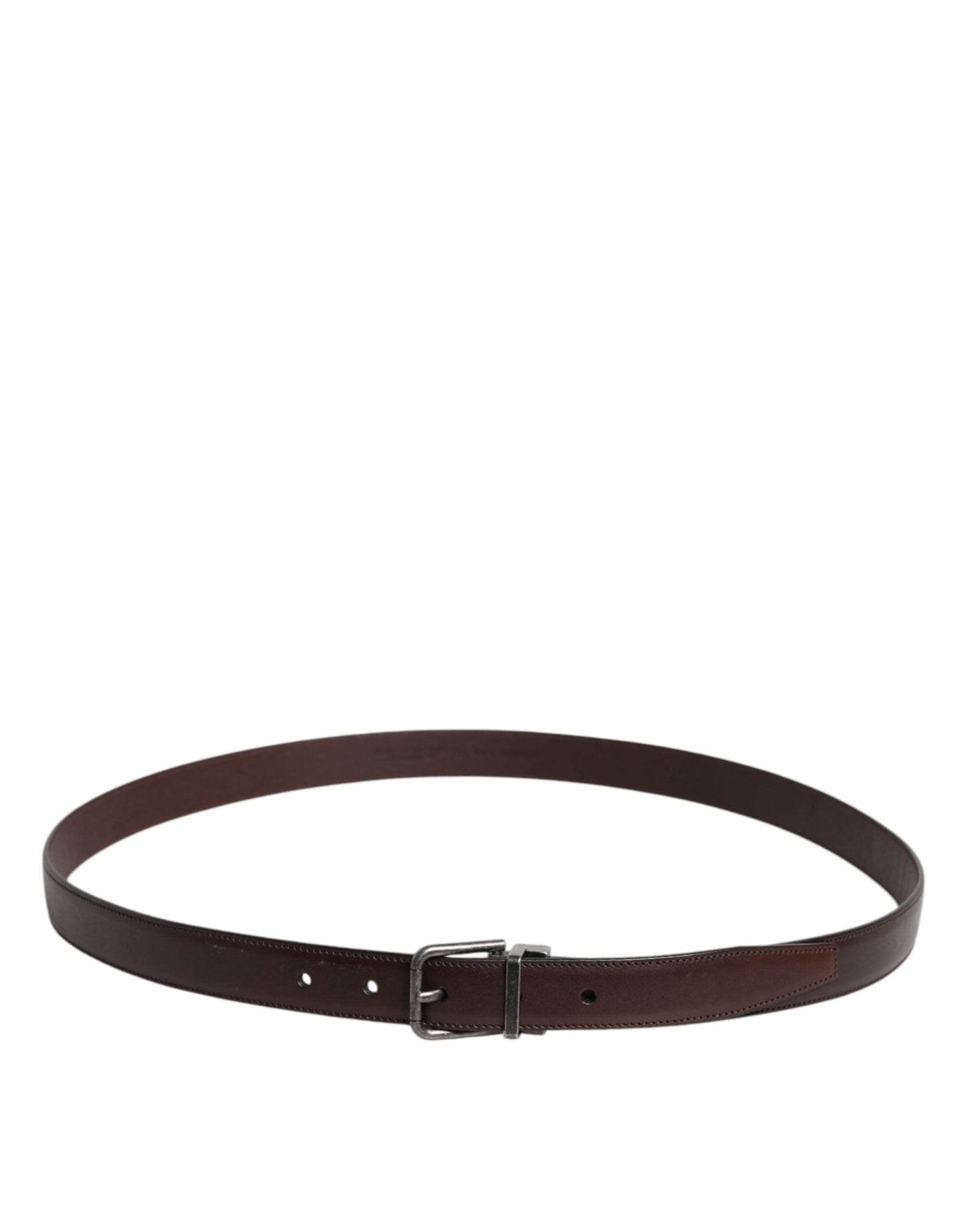 Dolce & Gabbana Brown Leather Silver Metal Buckle Belt - Sandy Store ByNet
