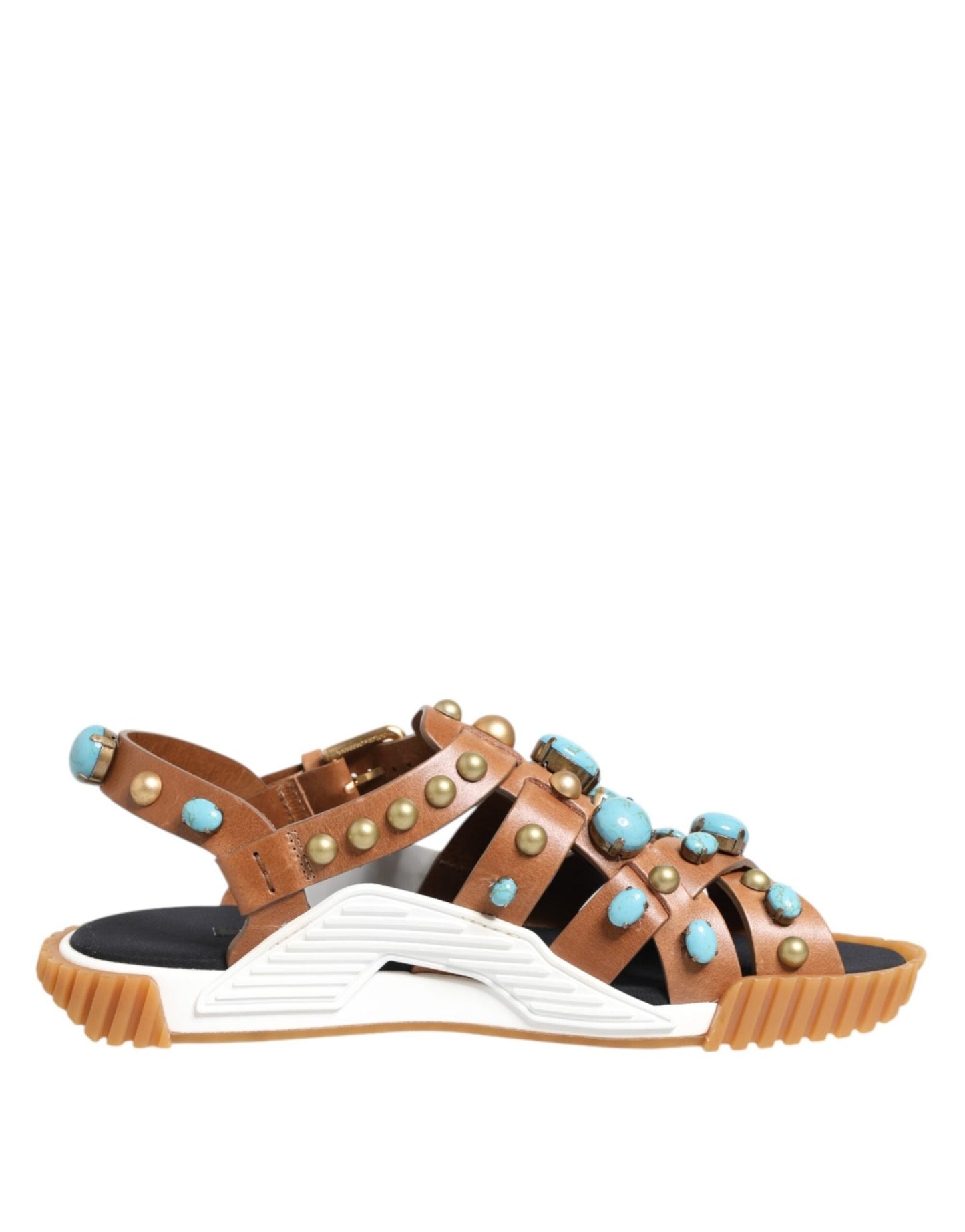 Dolce & Gabbana Brown Leather Studded Slides Sandals Shoes – EU42.5/US9.5 par Dolce & Gabbana | Disponible sur Sandy Store ByNet
