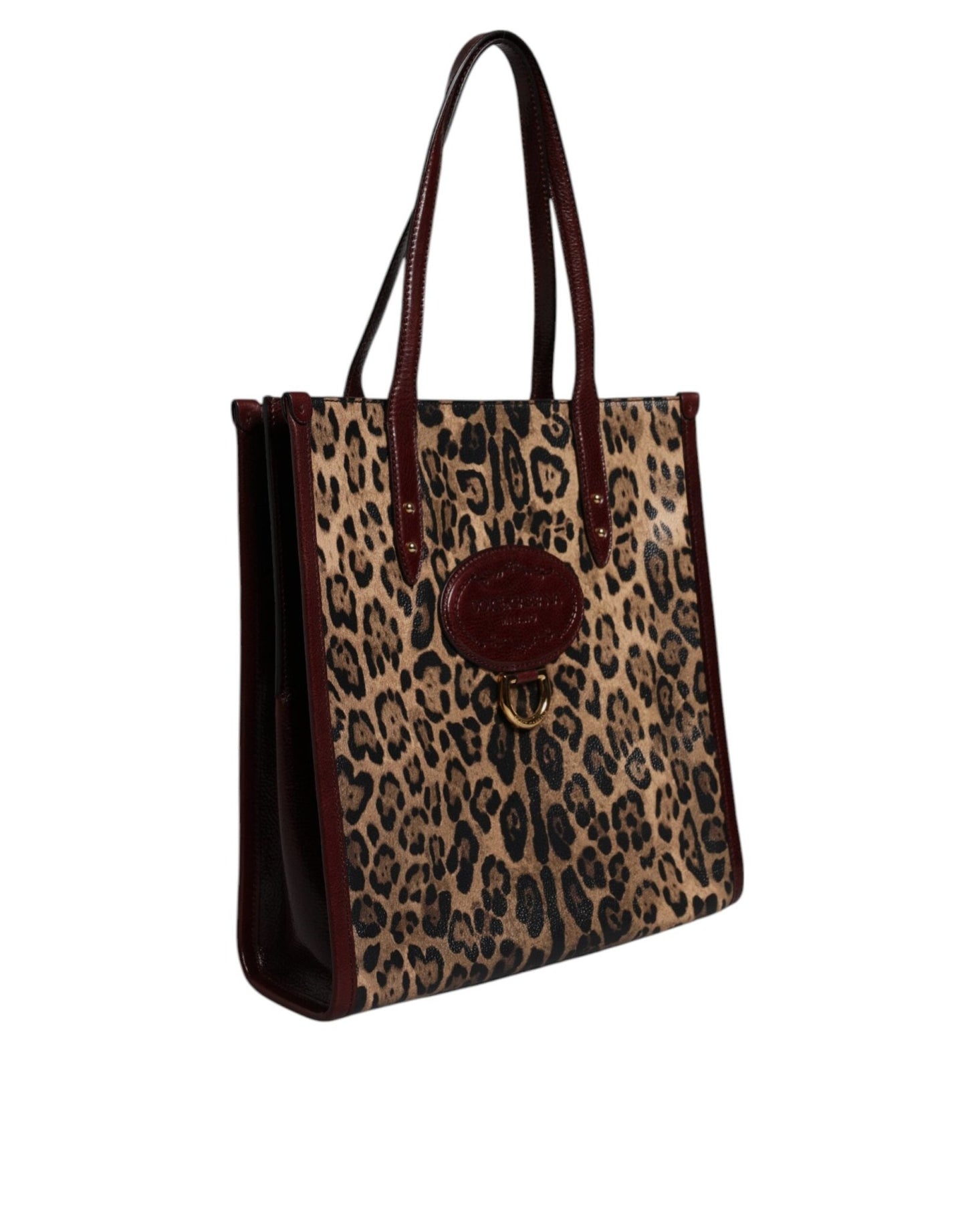 Dolce & Gabbana Brown Leopard Leather Shoulder Strap Tote Bag - Sandy Store ByNet