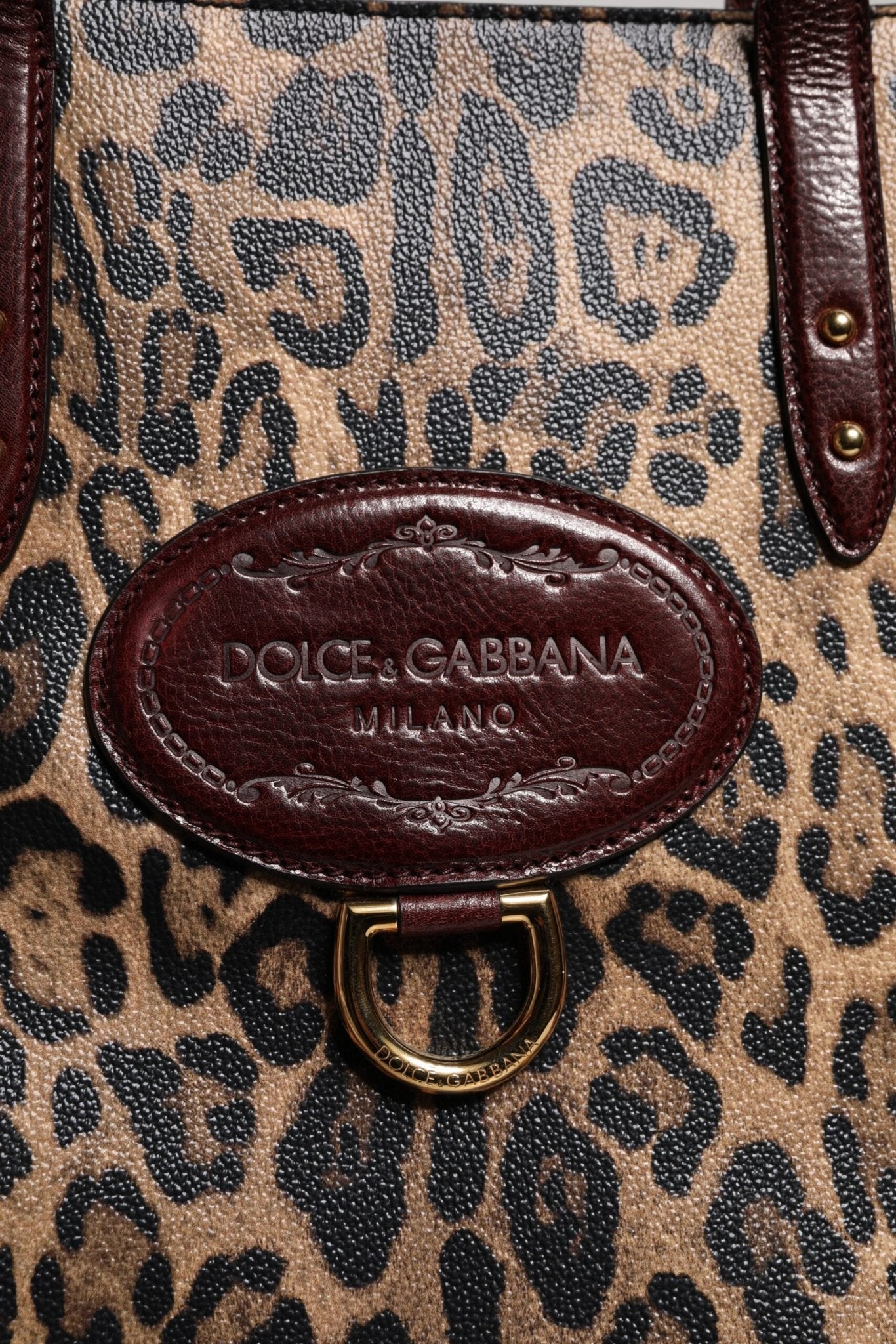 Dolce & Gabbana Brown Leopard Leather Shoulder Strap Tote Bag - Sandy Store ByNet