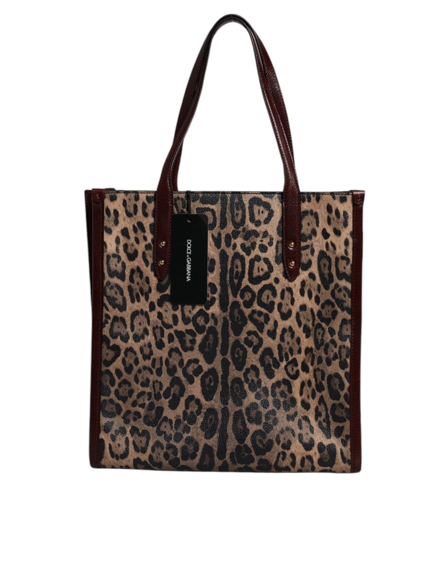 Dolce & Gabbana Brown Leopard Leather Shoulder Strap Tote Bag - Sandy Store ByNet