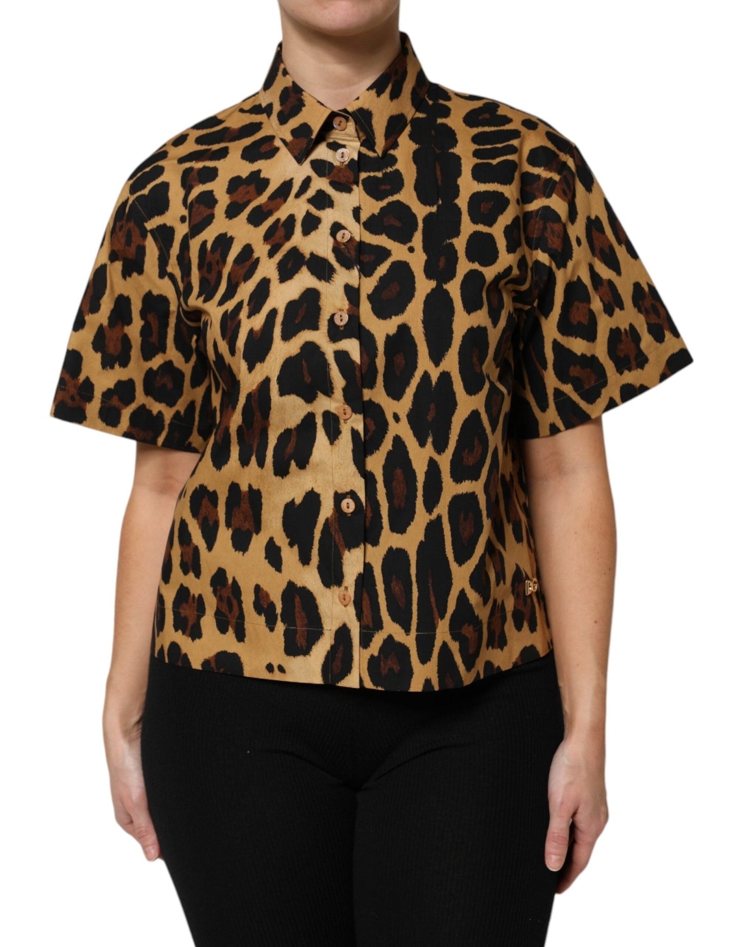 Dolce & Gabbana Brown Leopard Short Sleeve Collared Polo Top – IT44 | L par Dolce & Gabbana | Disponible sur Sandy Store ByNet