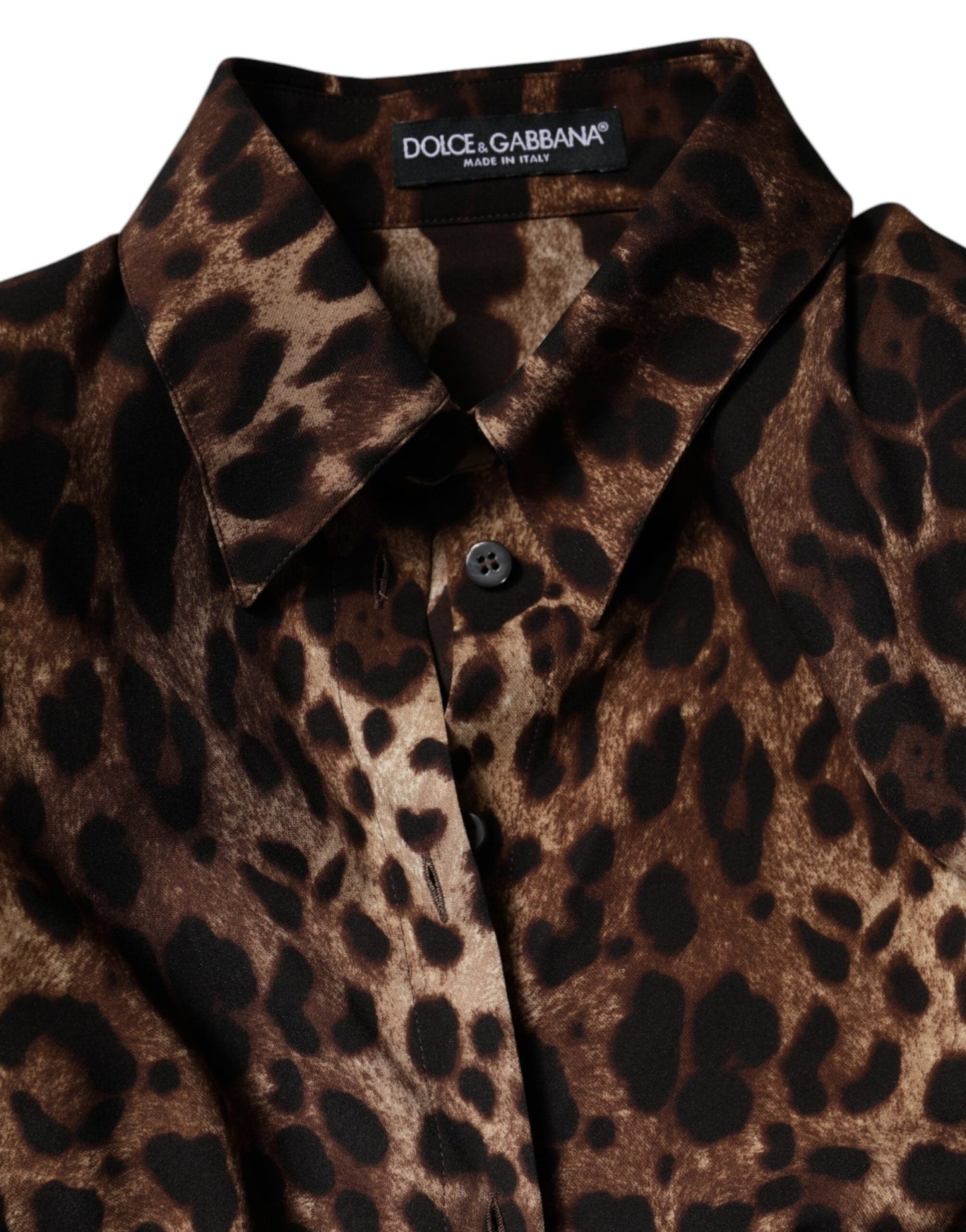 Dolce & Gabbana Brown Leopard Silk Button Down Coat Jacket - Sandy Store ByNet