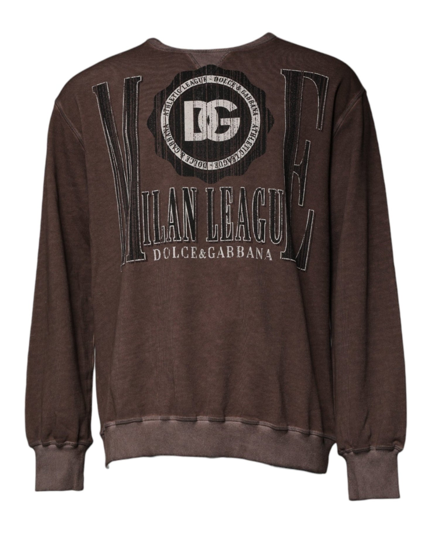 Dolce & Gabbana Brown Logo Print Crew Neck Pullover Sweater - Sandy Store ByNet