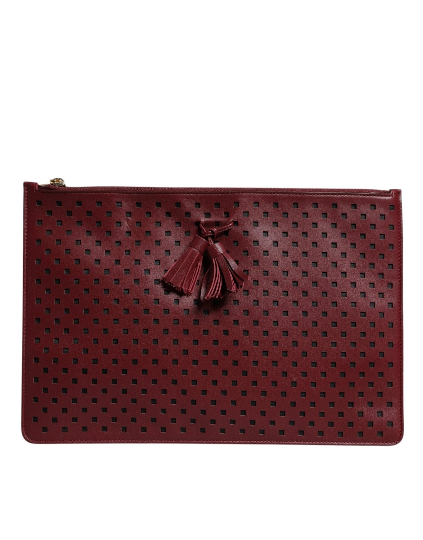 Dolce & Gabbana Burgundy Black Logo Embellished Men Zip Flat Pouch Bag - Sandy Store ByNet
