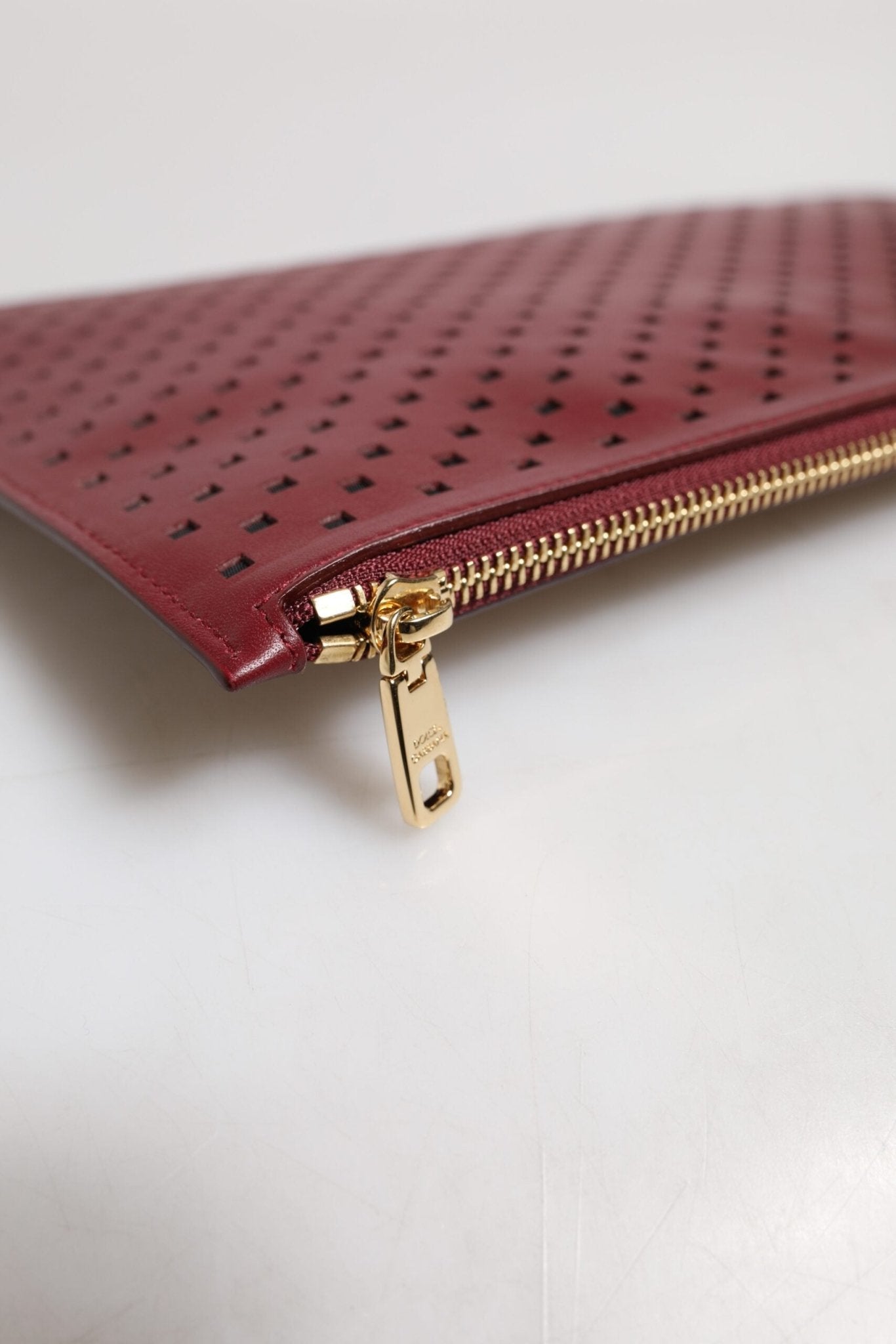 Dolce & Gabbana Burgundy Black Logo Embellished Men Zip Flat Pouch Bag - Sandy Store ByNet