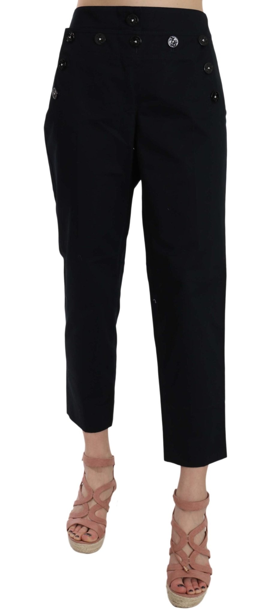 Dolce & Gabbana Chic Black Cotton Trousers - Sandy Store ByNet
