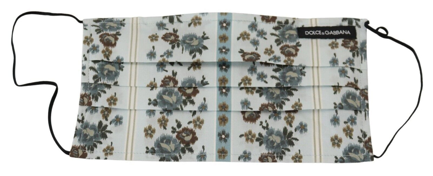 Dolce & Gabbana Chic White Floral Pleated Cotton Face Mask – par Dolce & Gabbana | Disponible sur Sandy Store ByNet
