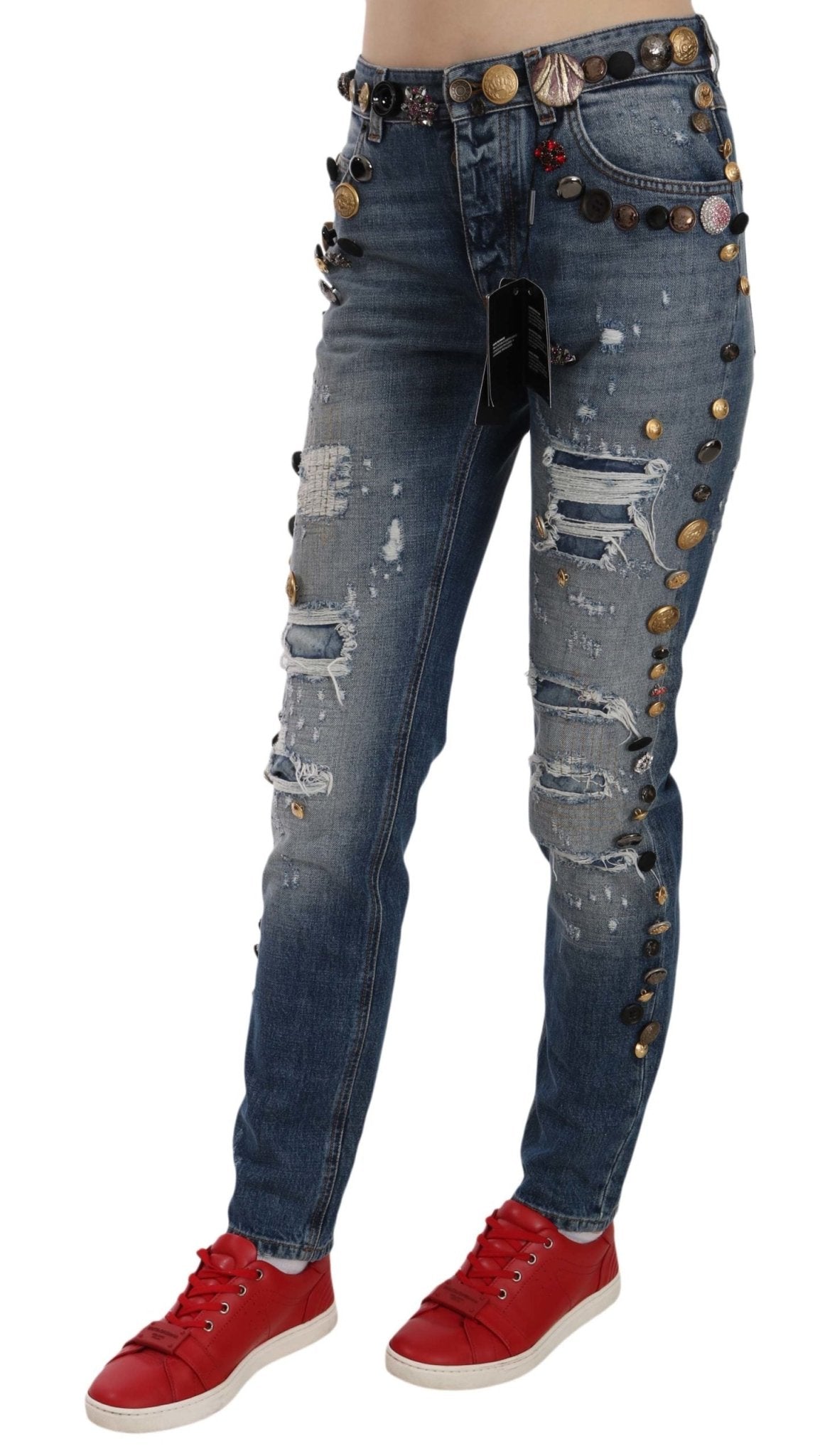 Dolce & Gabbana Crystal Embellished Luxury Denim Jeans - Sandy Store ByNet