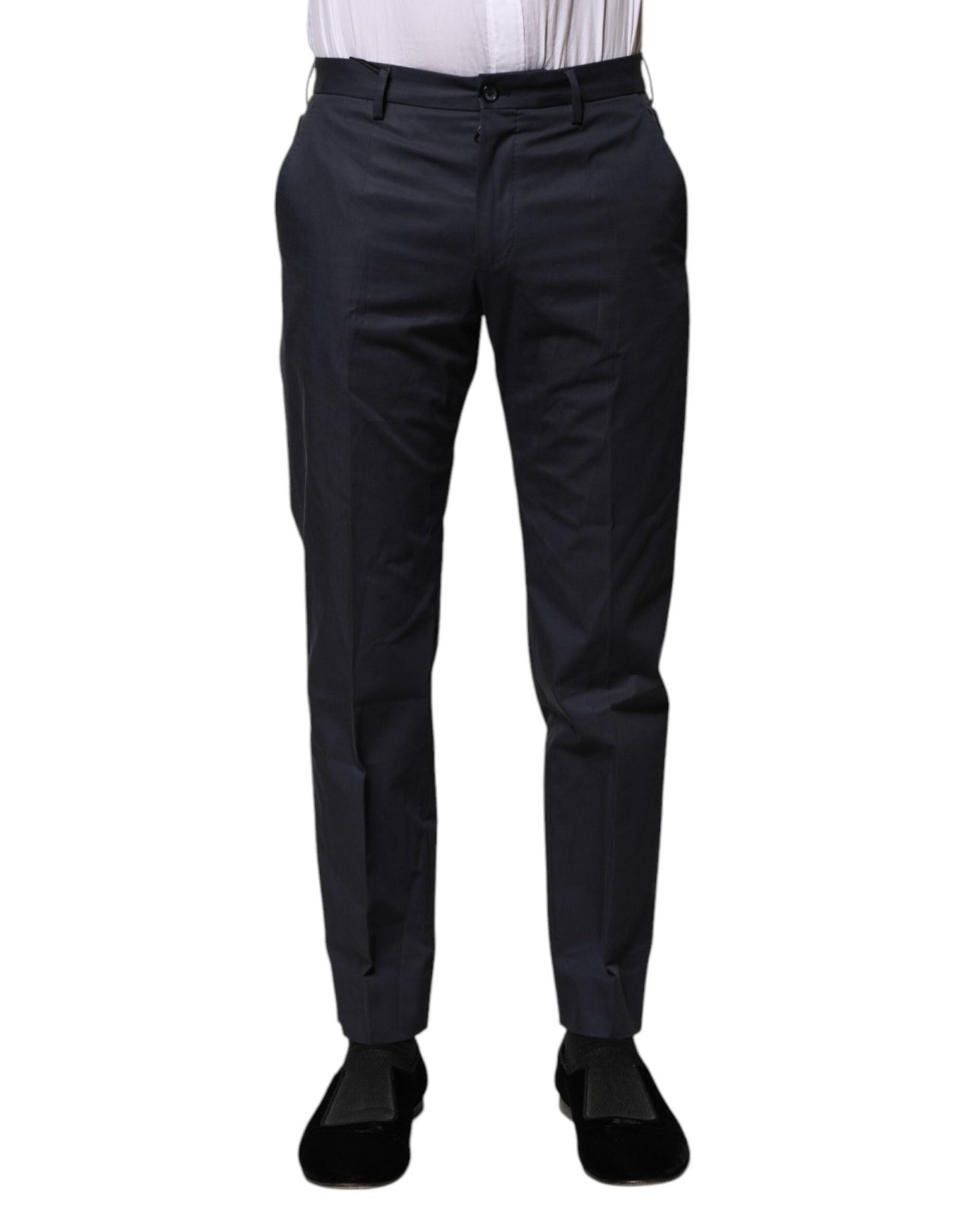 Dolce & Gabbana Dark Blue Cotton Formal Pants – IT46 | S par Dolce & Gabbana | Disponible sur Sandy Store ByNet