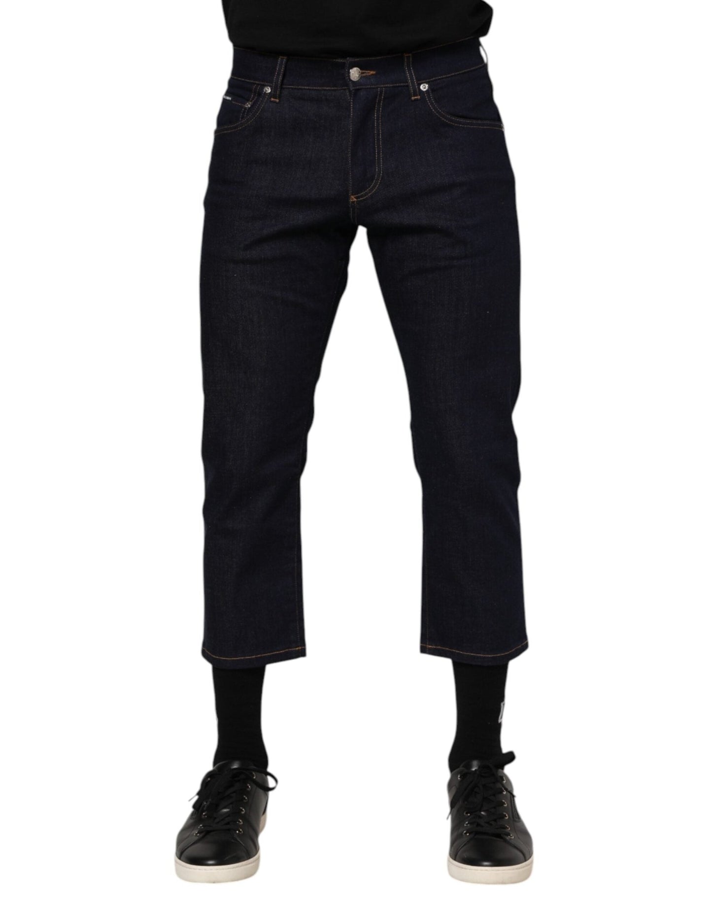Dolce & Gabbana Dark Blue Cotton Logo Slim Fit Men Denim Jeans – IT48 | M par Dolce & Gabbana | Disponible sur Sandy Store ByNet