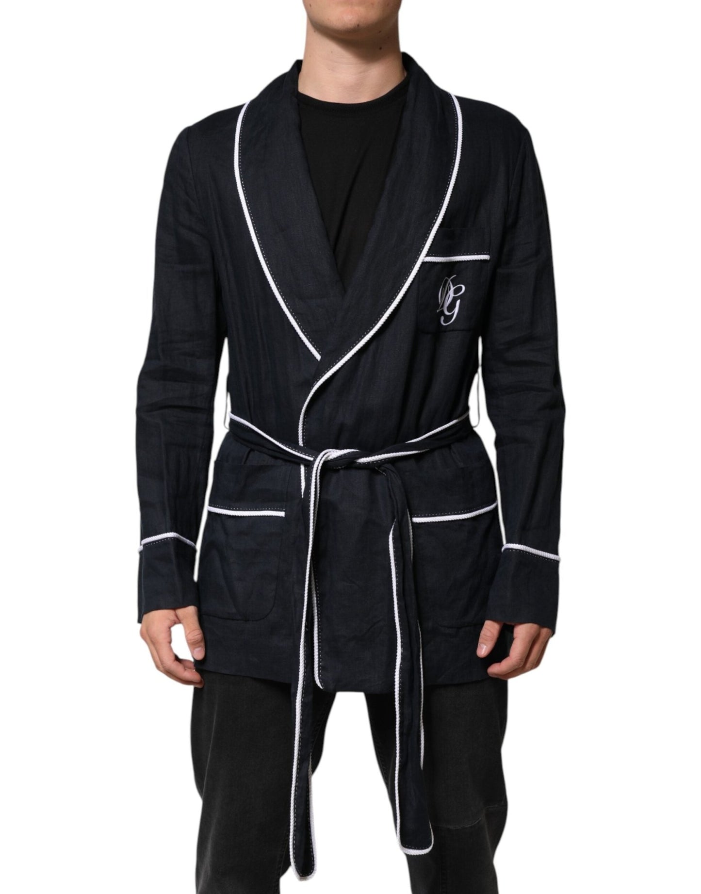 Dolce & Gabbana Dark Blue DG Embroidery Jacket Robe Blazer – IT56 | XXL par Dolce & Gabbana | Disponible sur Sandy Store ByNet
