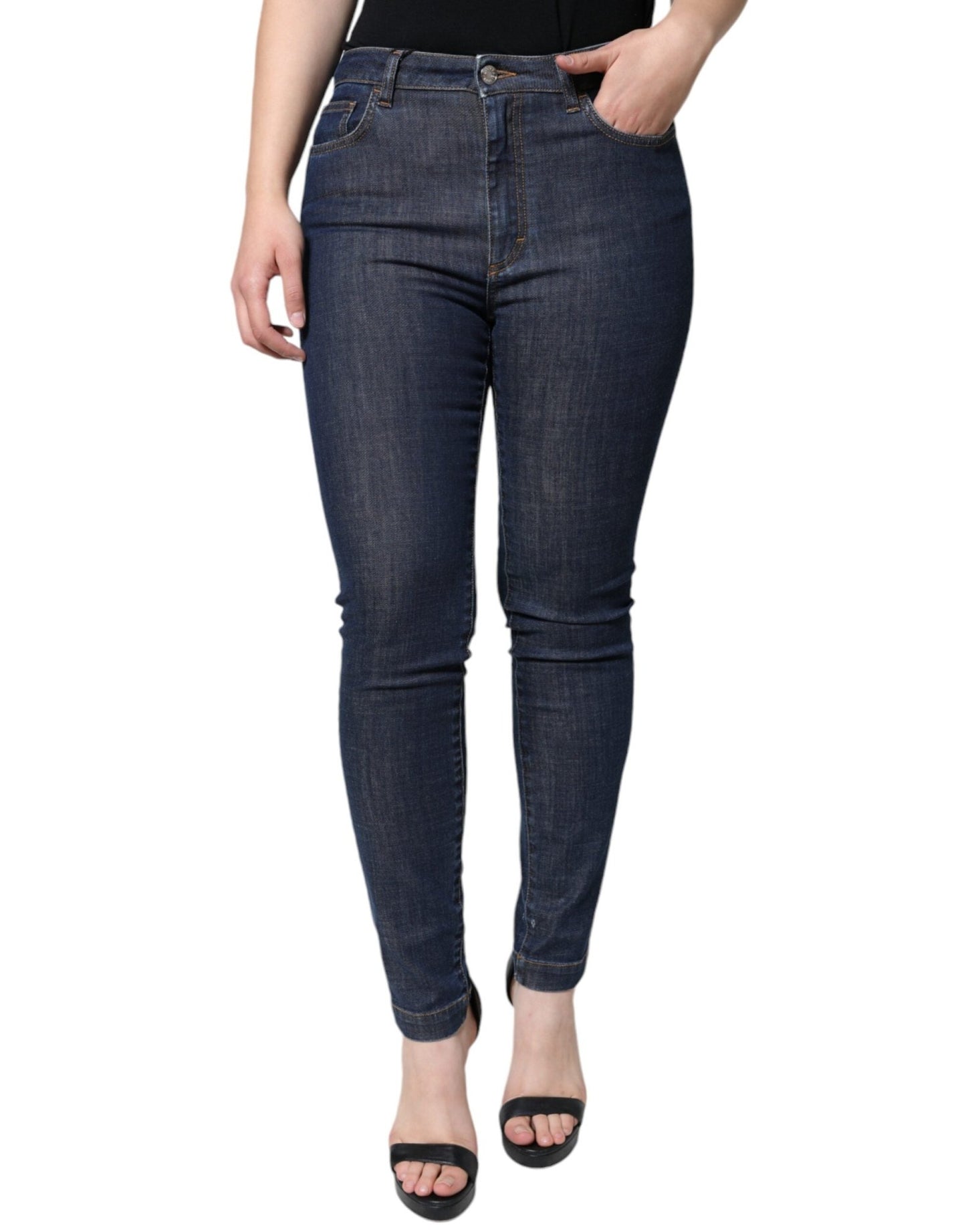 Dolce & Gabbana Dark Blue QUEEN Cotton Skinny Denim Jeans – IT42|M par Dolce & Gabbana | Disponible sur Sandy Store ByNet