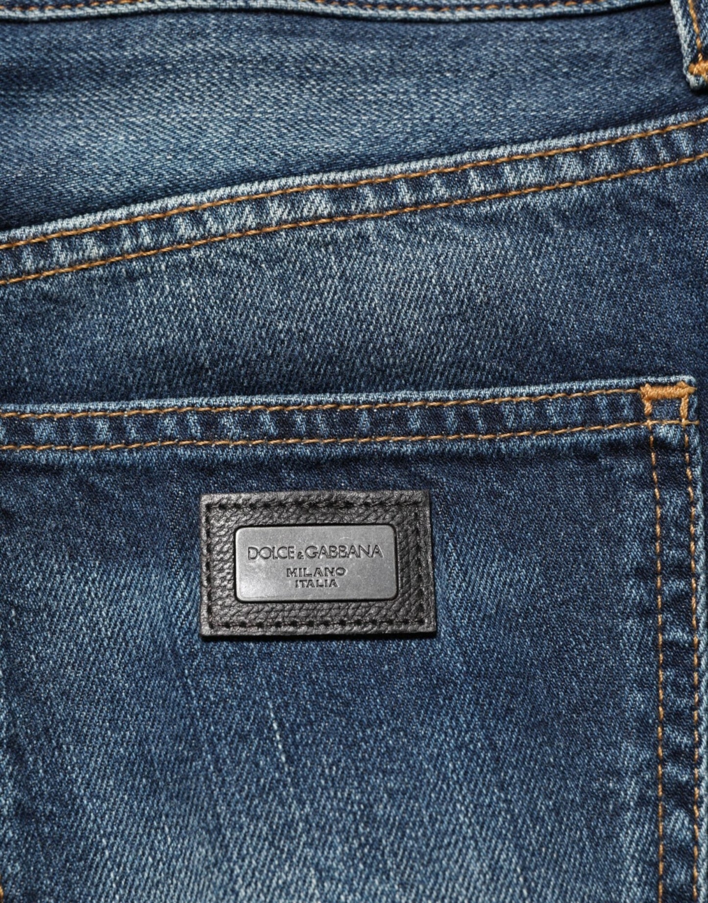 Dolce & Gabbana Dark Blue Washed Cotton Skinny Men Denim Jeans – IT48 | M par Dolce & Gabbana | Disponible sur Sandy Store ByNet
