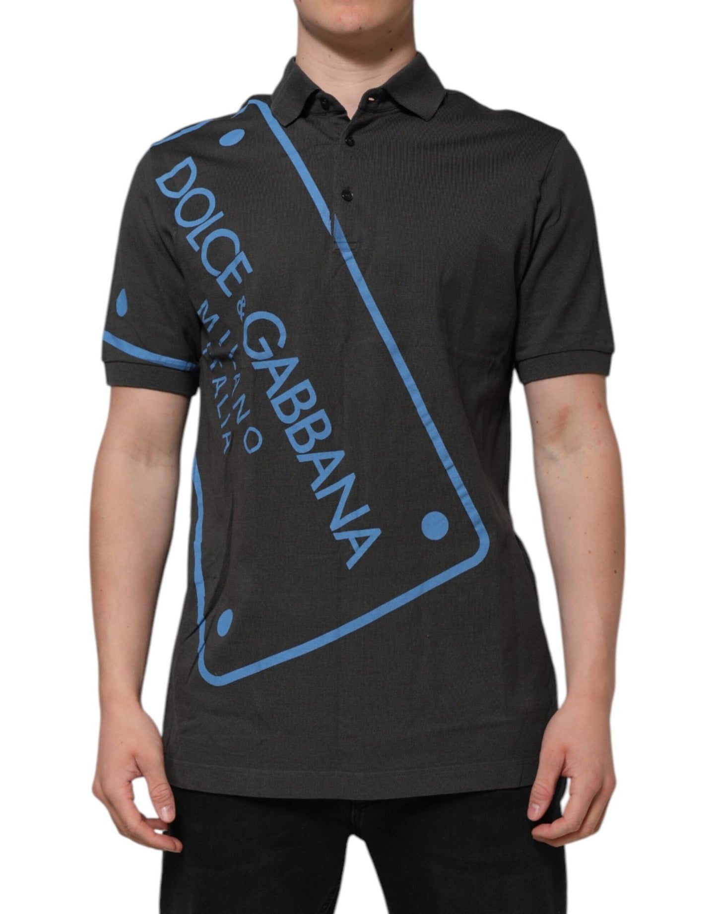 Dolce & Gabbana Dark Gray Short Sleeve Collared Polo T-shirt – IT52 | XL par Dolce & Gabbana | Disponible sur Sandy Store ByNet