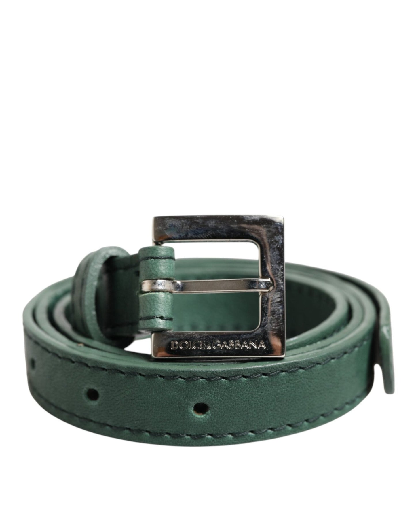 Dolce & Gabbana Dark Green Leather Silver Metal Buckle Belt – 75 cm / 30 Inches par Dolce & Gabbana | Disponible sur Sandy Store ByNet