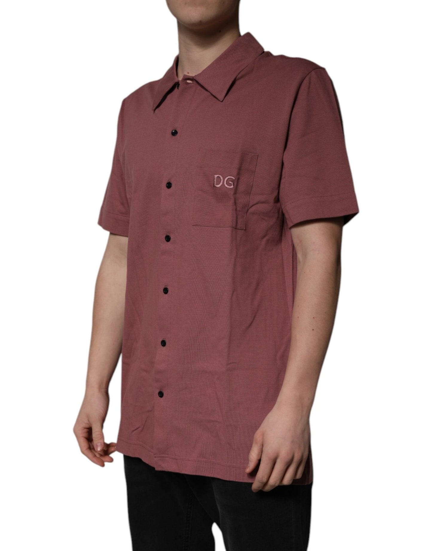 Dolce & Gabbana Dark Pink Button Down Casual Polo Men Shirt - Sandy Store ByNet