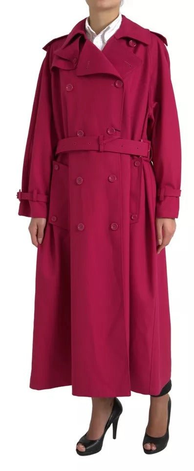 Dolce & Gabbana Dark Pink Double Breasted Trench Coat Jacket - Sandy Store ByNet