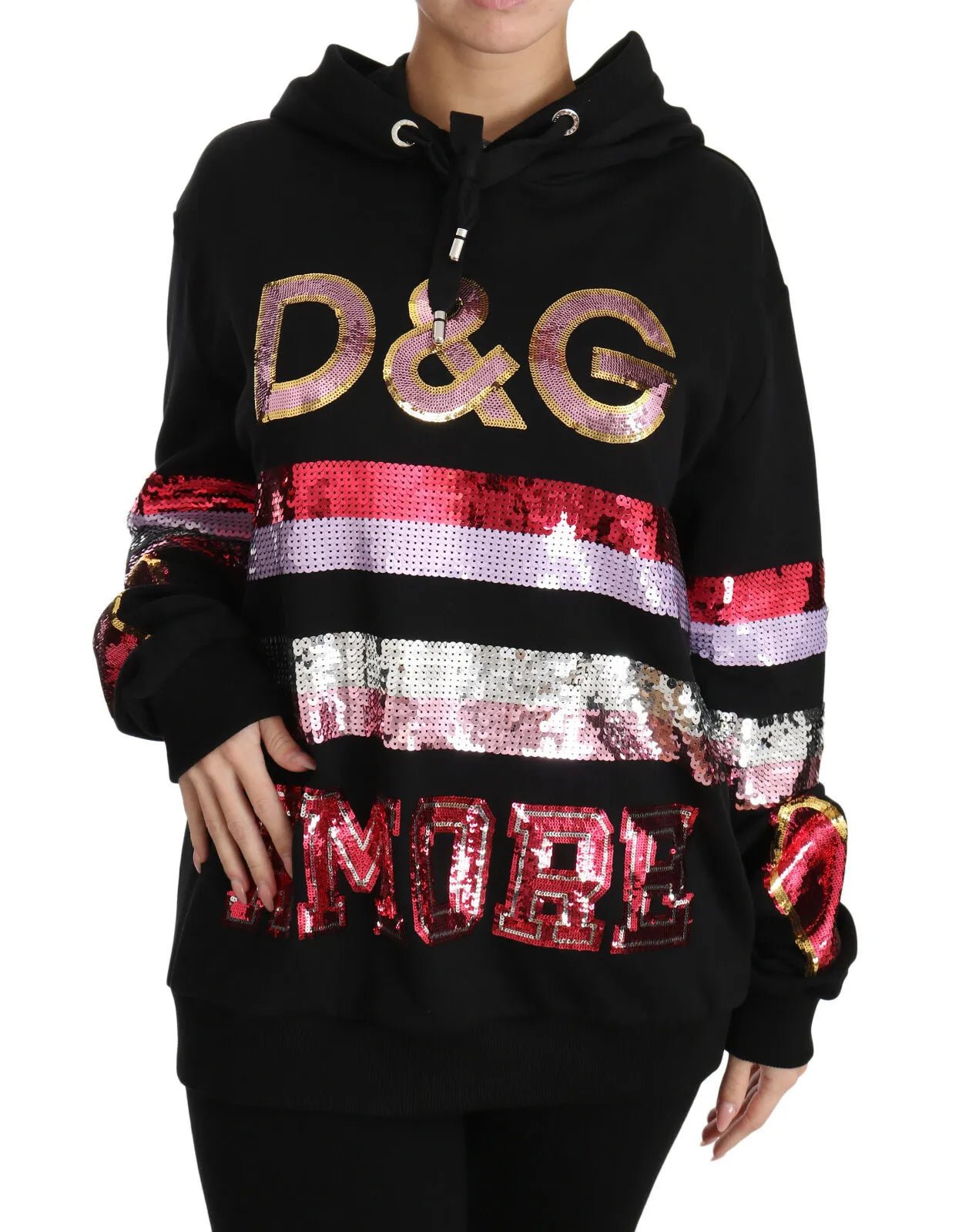 Dolce & Gabbana DG Sequined Hooded Pullover Sweater – IT36 | XS par Dolce & Gabbana | Disponible sur Sandy Store ByNet