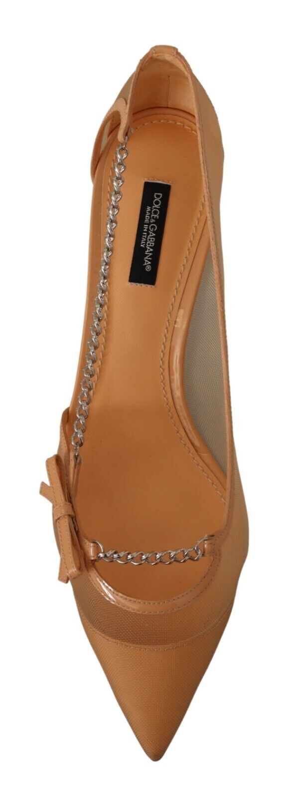 Dolce & Gabbana Elegant Beige Mesh Pumps with Silver Chains - Sandy Store ByNet