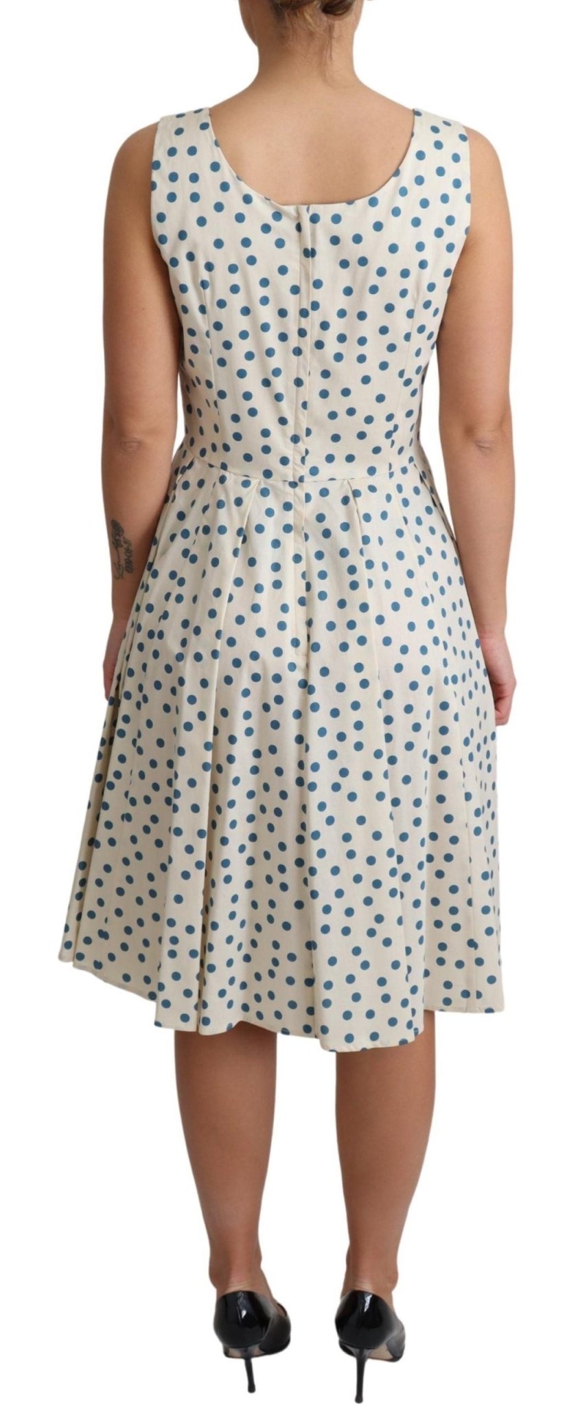 Dolce & Gabbana Elegant Beige Polka Dot A - Line Sleeveless Dress - Sandy Store ByNet