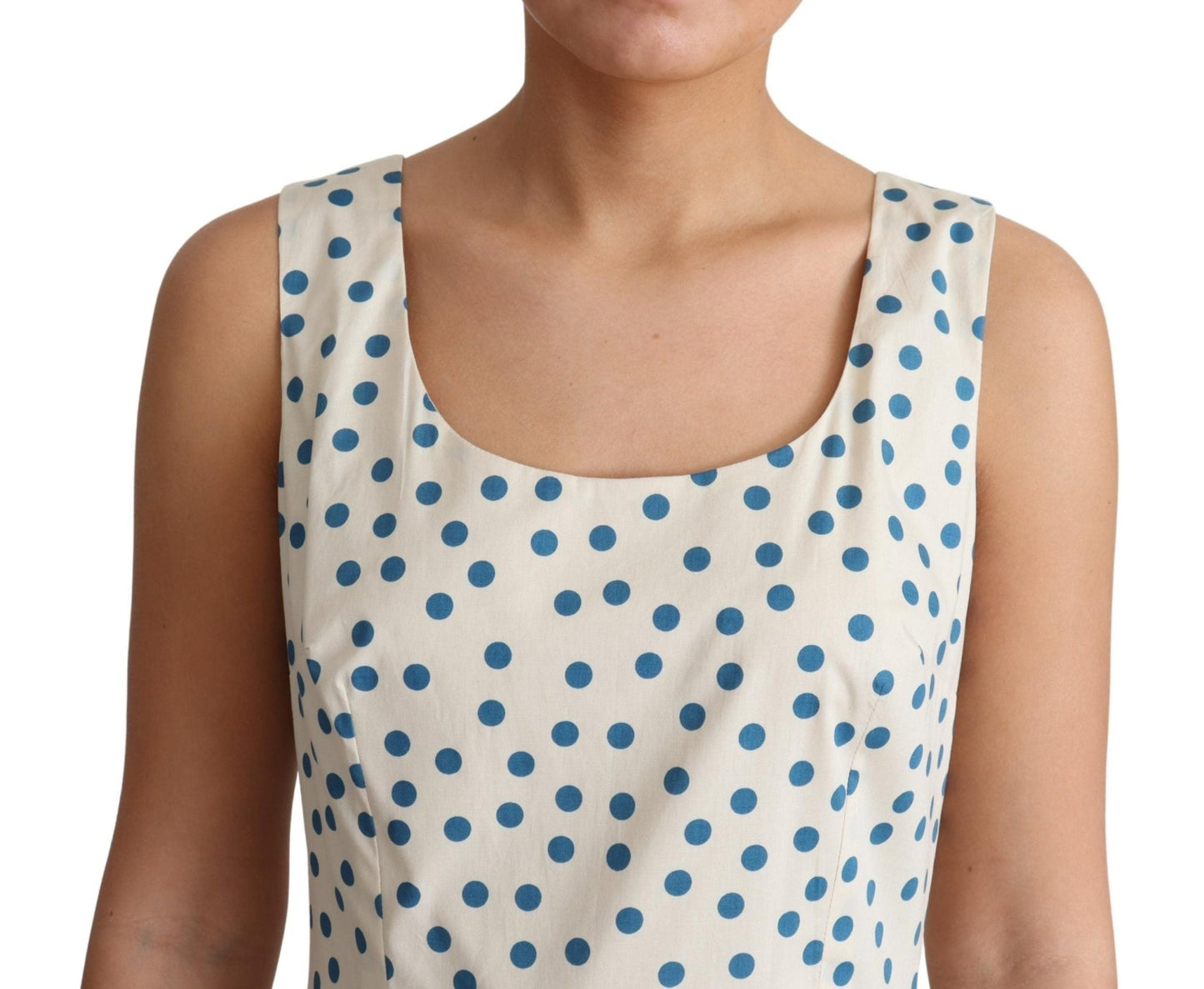 Dolce & Gabbana Elegant Beige Polka Dot A - Line Sleeveless Dress - Sandy Store ByNet