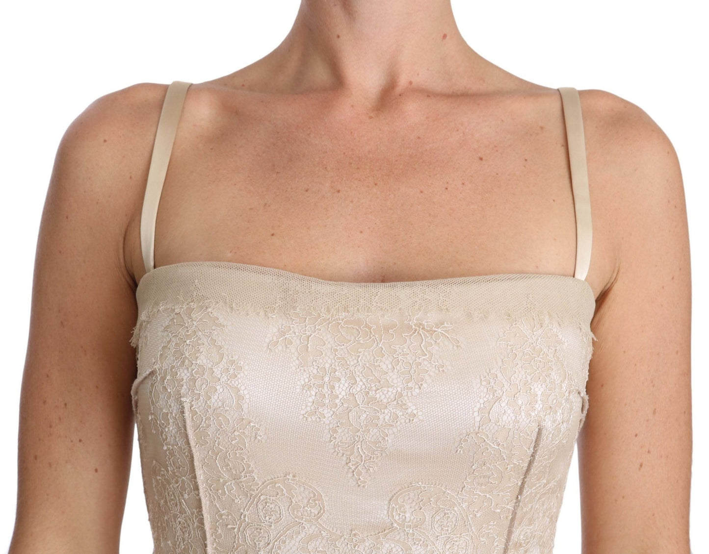Dolce & Gabbana Elegant Beige Sheath Floor - Length Dress - Sandy Store ByNet