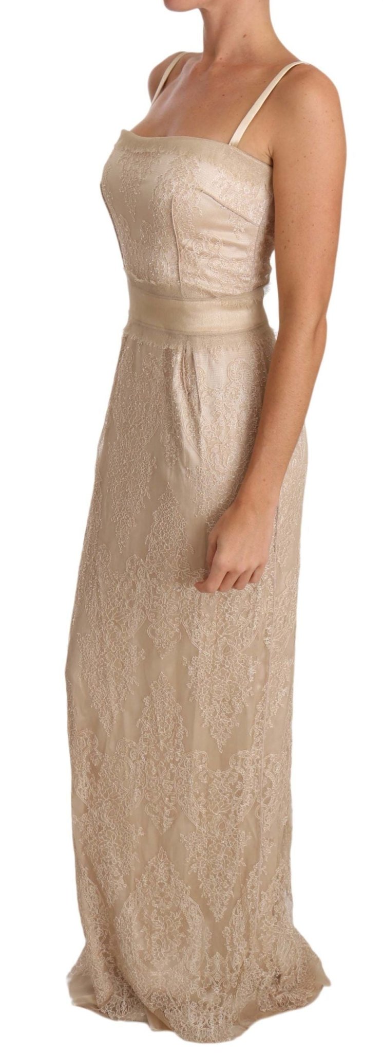Dolce & Gabbana Elegant Beige Sheath Floor - Length Dress - Sandy Store ByNet