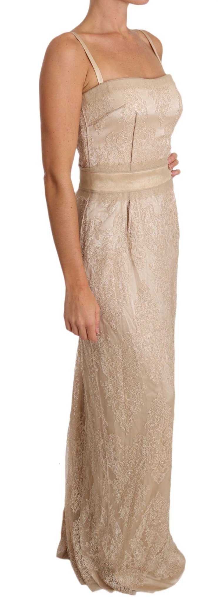 Dolce & Gabbana Elegant Beige Sheath Floor - Length Dress - Sandy Store ByNet