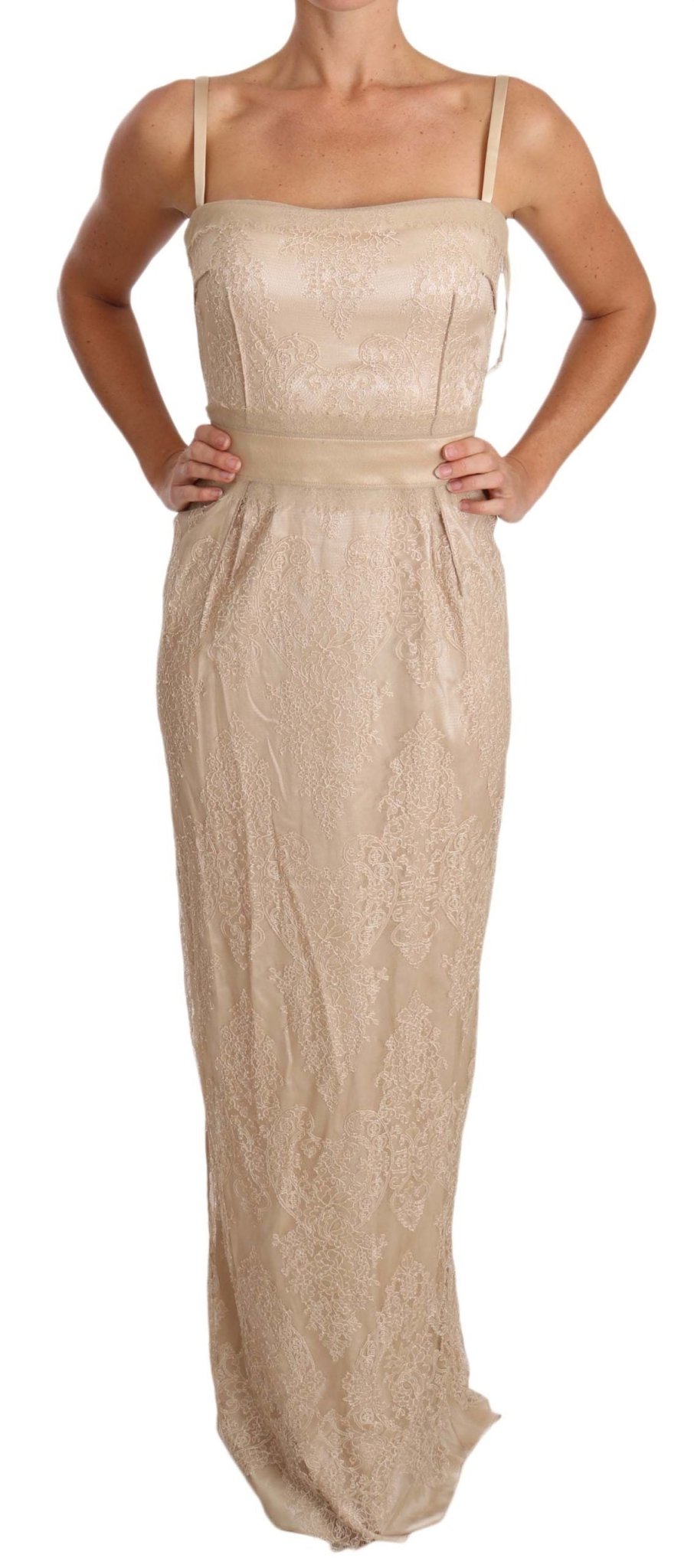 Dolce & Gabbana Elegant Beige Sheath Floor - Length Dress - Sandy Store ByNet