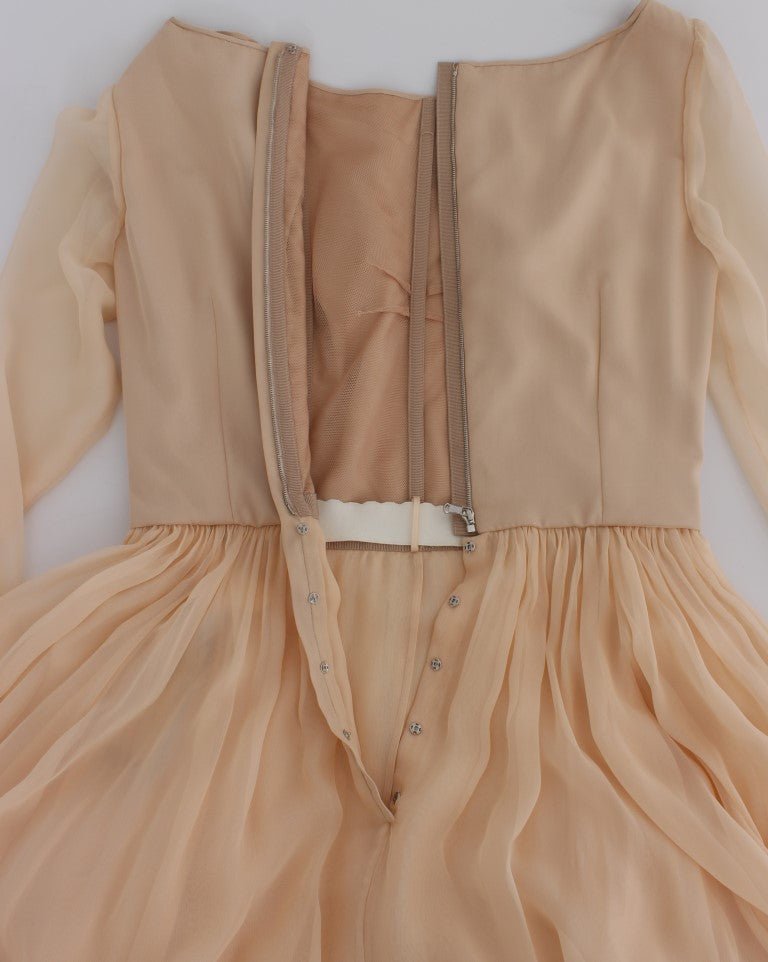 Dolce & Gabbana Elegant Beige Silk Full Length Sheath Dress - Sandy Store ByNet