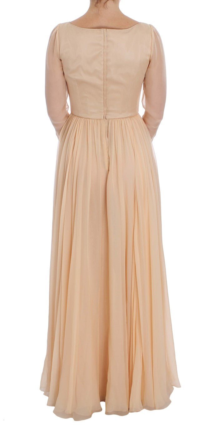 Dolce & Gabbana Elegant Beige Silk Full Length Sheath Dress - Sandy Store ByNet