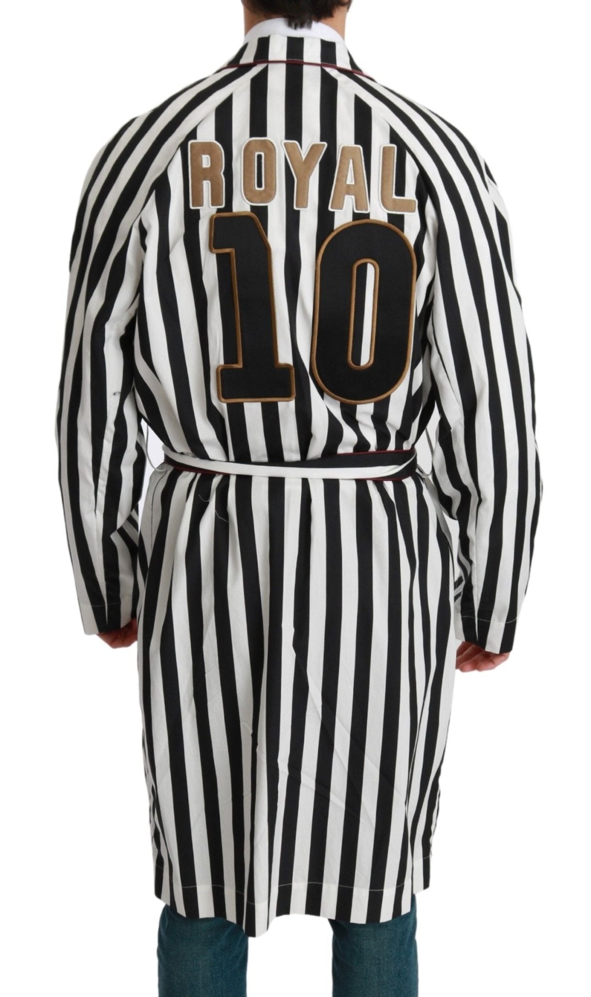 Dolce & Gabbana Elegant Belted Robe Nightgown in Black & White - Sandy Store ByNet