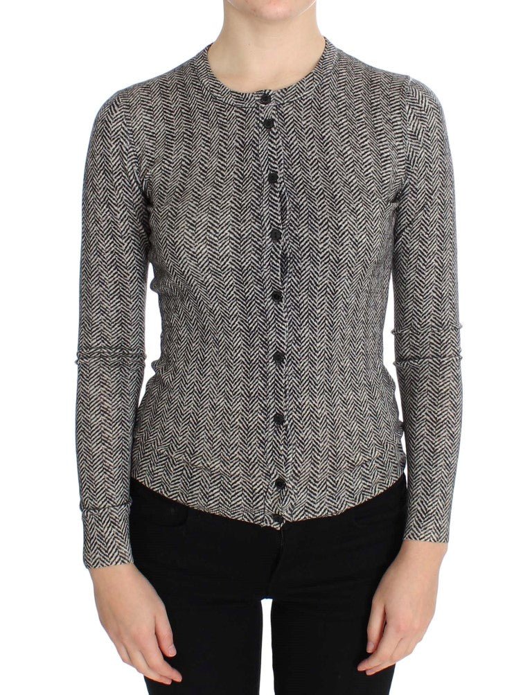 Dolce & Gabbana Elegant Black and White Wool Cardigan - Sandy Store ByNet