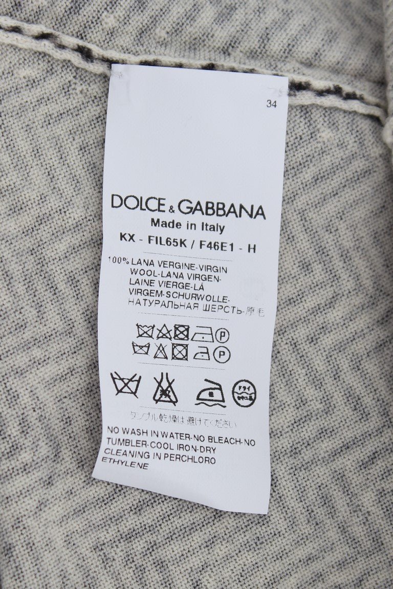 Dolce & Gabbana Elegant Black and White Wool Cardigan - Sandy Store ByNet