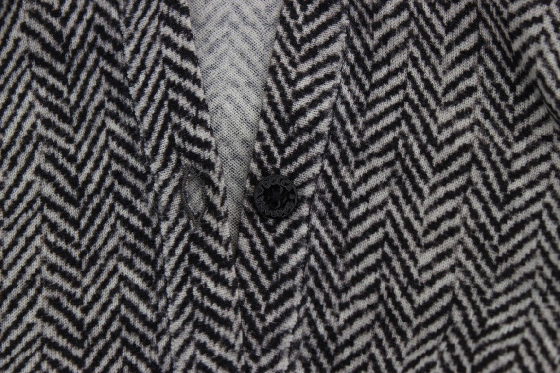 Dolce & Gabbana Elegant Black and White Wool Cardigan - Sandy Store ByNet