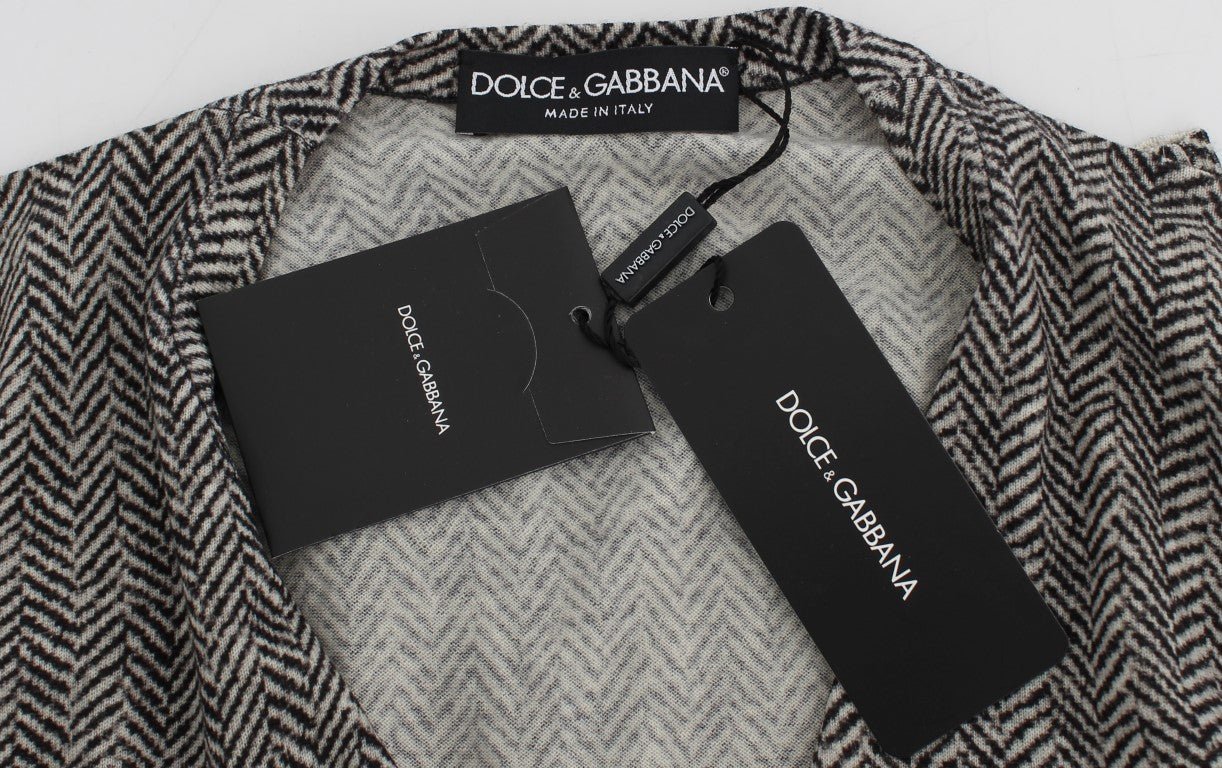 Dolce & Gabbana Elegant Black and White Wool Cardigan - Sandy Store ByNet