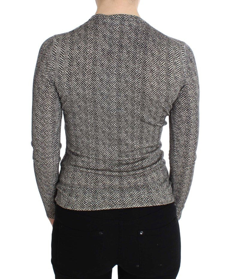 Dolce & Gabbana Elegant Black and White Wool Cardigan - Sandy Store ByNet