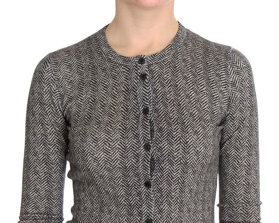 Dolce & Gabbana Elegant Black and White Wool Cardigan - Sandy Store ByNet