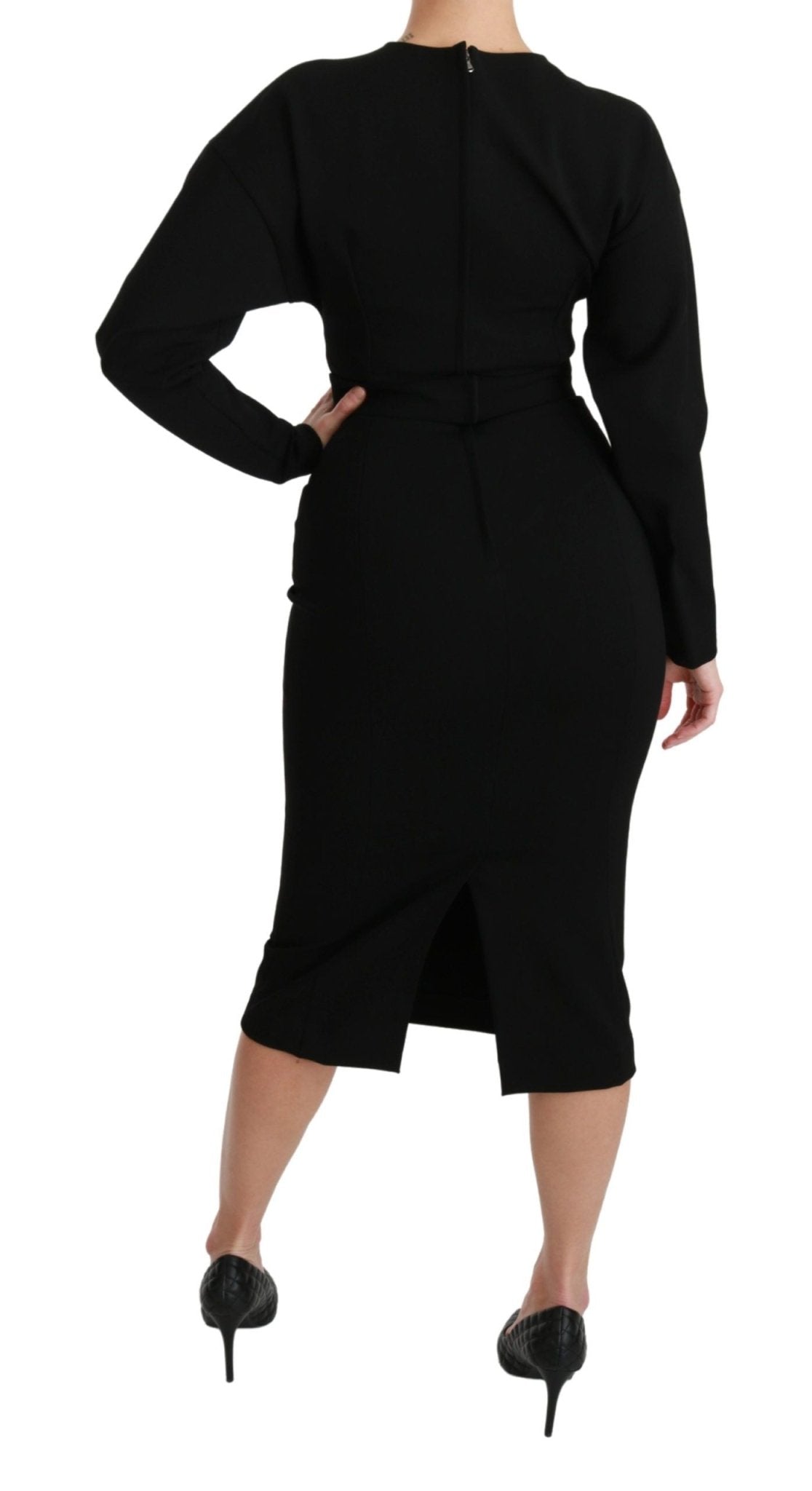 Dolce & Gabbana Elegant Black Bodycon Sheath Midi Dress - Sandy Store ByNet