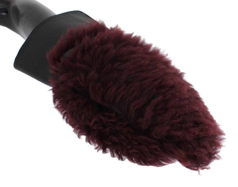 Dolce & Gabbana Elegant Black & Bordeaux Leather Gloves - Sandy Store ByNet