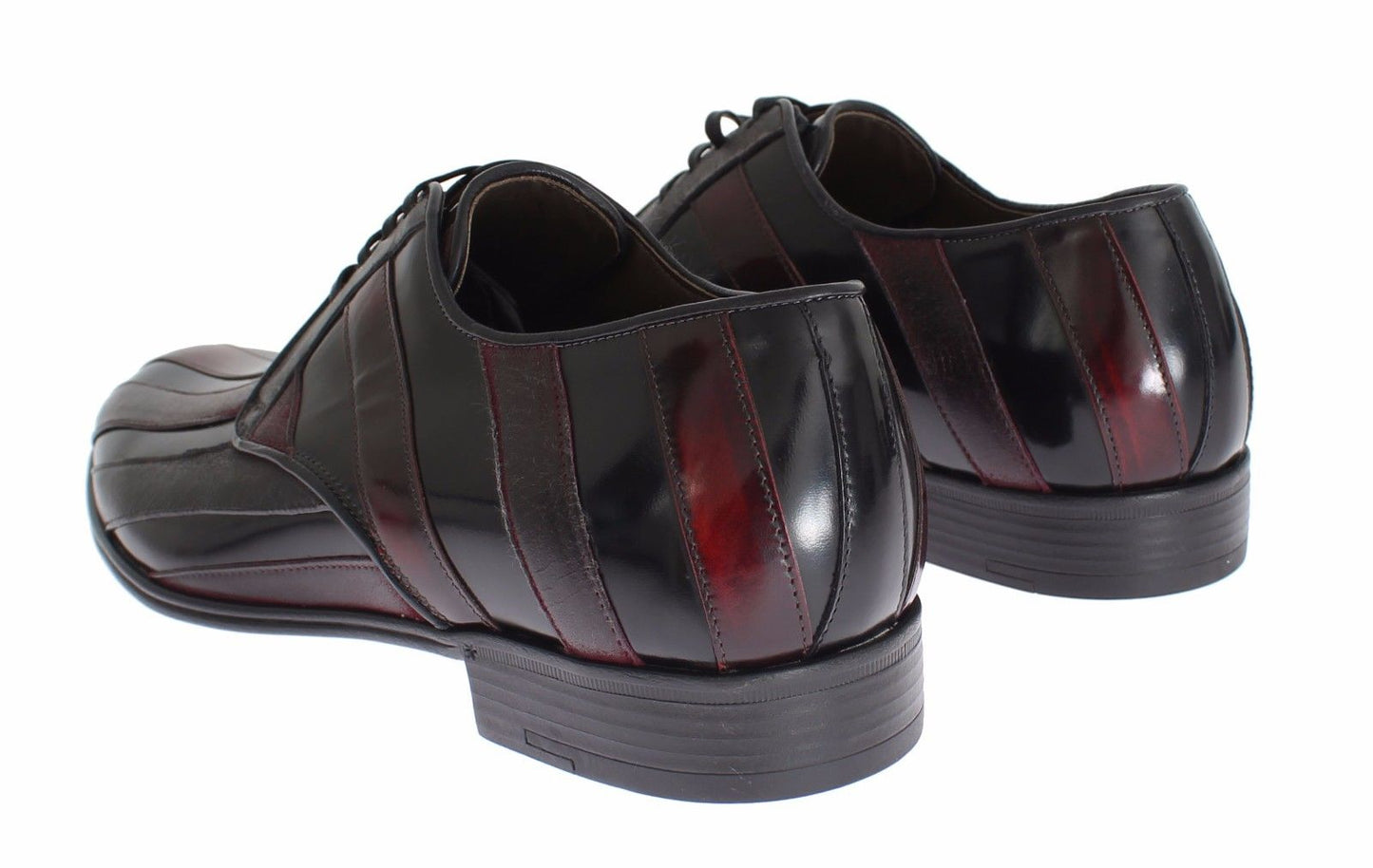 Dolce & Gabbana Elegant Black Bordeaux Striped Leather Dress Shoes - Sandy Store ByNet