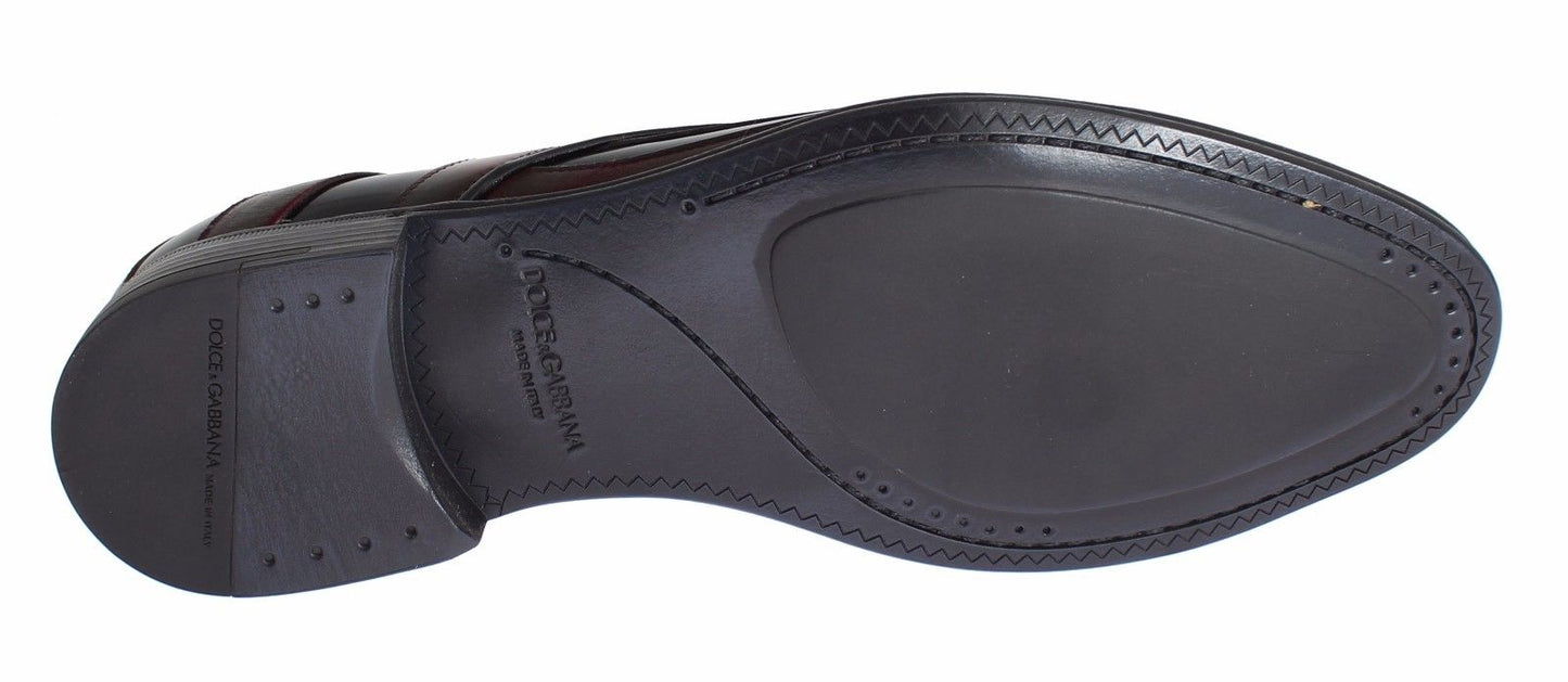 Dolce & Gabbana Elegant Black Bordeaux Striped Leather Dress Shoes - Sandy Store ByNet