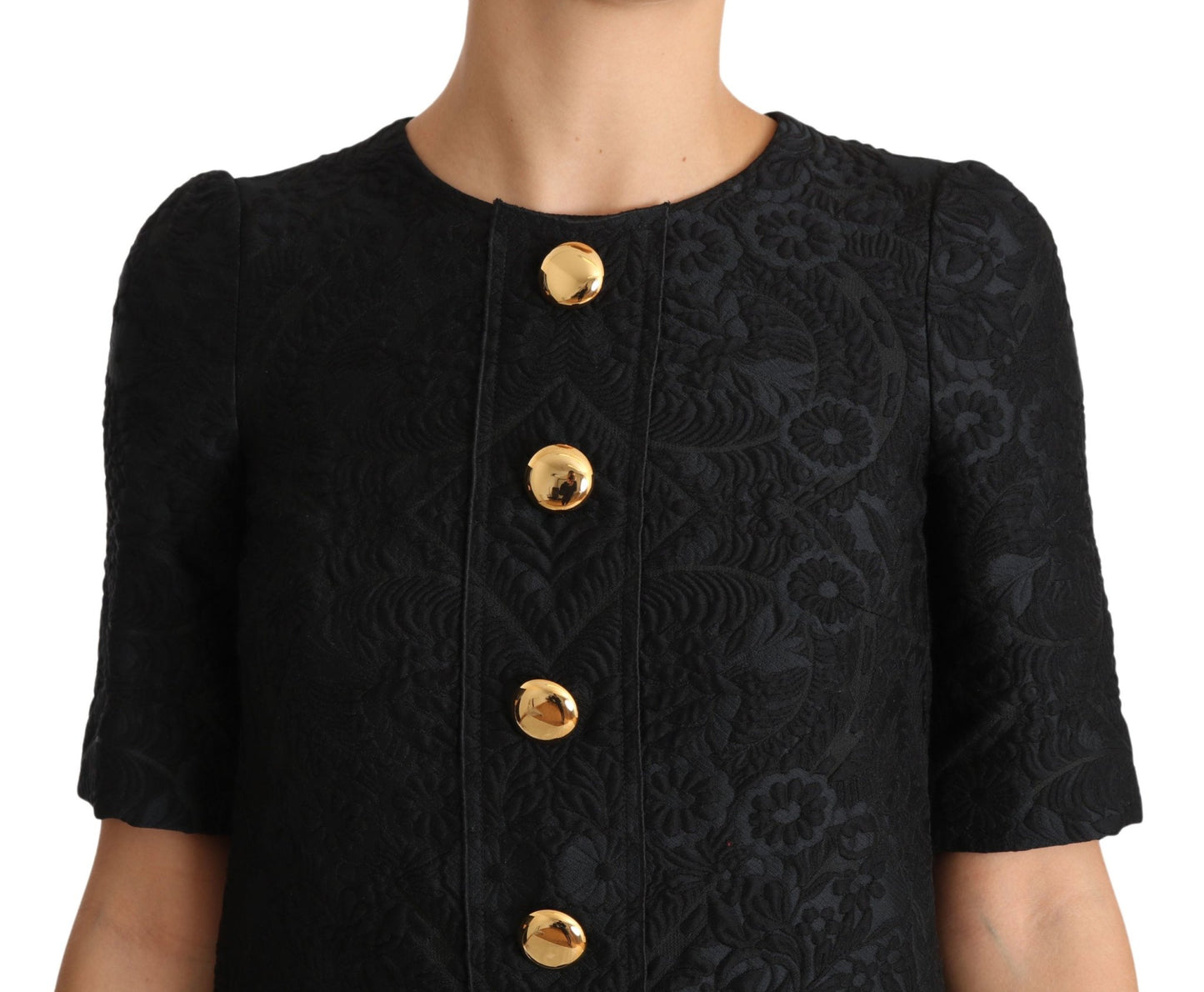 Dolce & Gabbana Elegant Black Button Embellished Mini Dress - Sandy Store ByNet