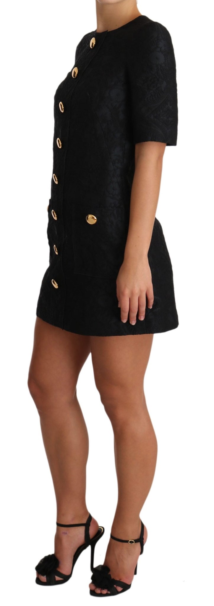 Dolce & Gabbana Elegant Black Button Embellished Mini Dress - Sandy Store ByNet