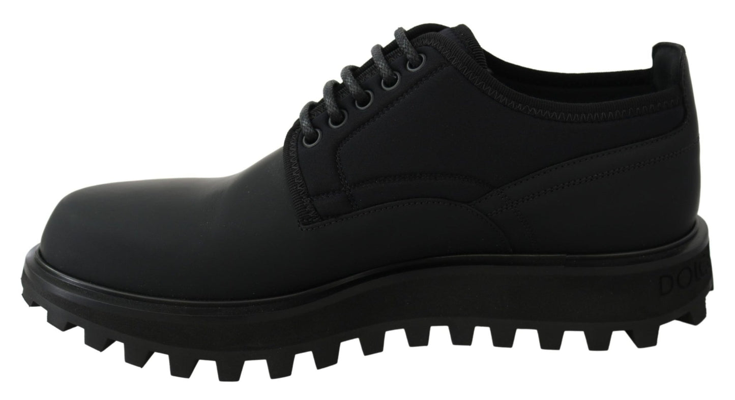 Dolce & Gabbana Elegant Black Calfskin Derby Shoes - Sandy Store ByNet