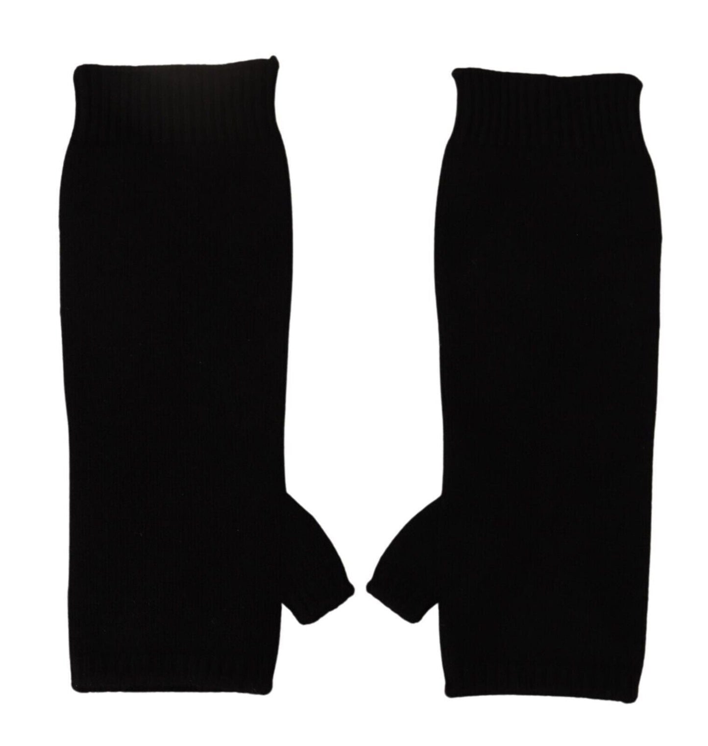 Dolce & Gabbana Elegant Black Cashmere Fingerless Gloves - Sandy Store ByNet